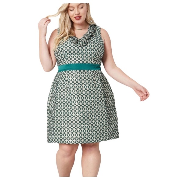 Modcloth X Anna Sui Collaboration Green & Gold Dress. New with tags. Size 14 - Picture 1 of 14